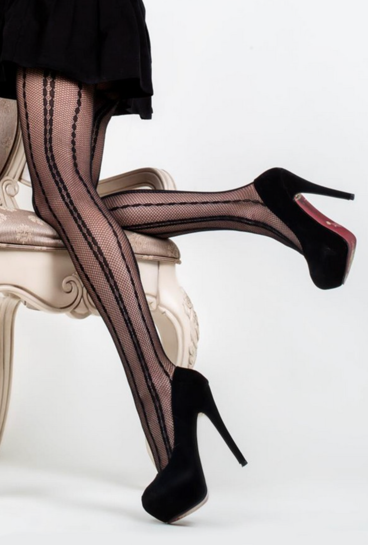 Pindot Striped Fishnet Tights